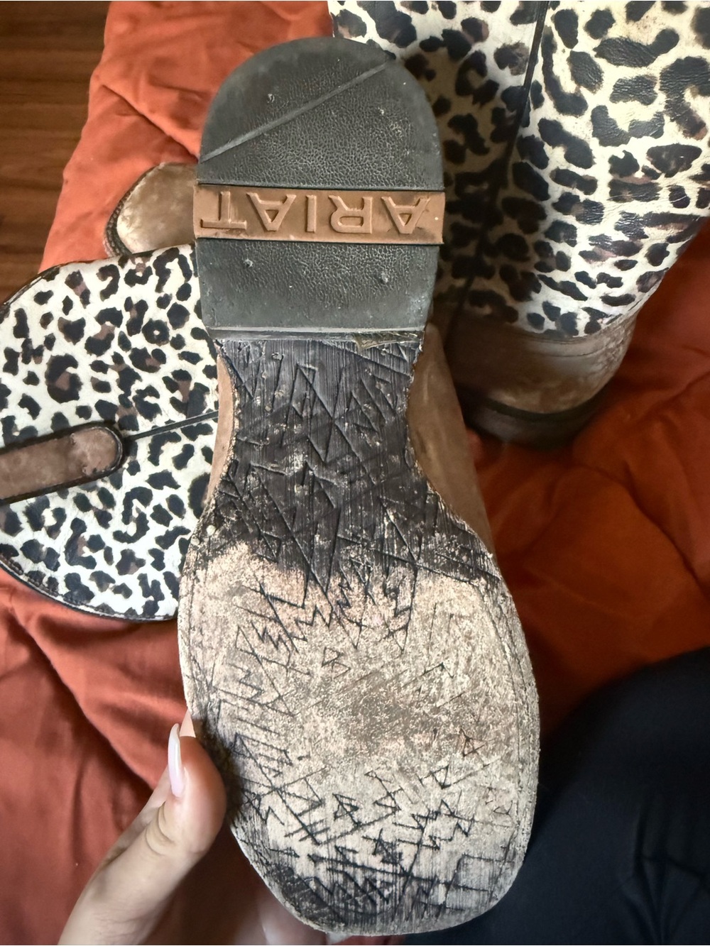Ariat Leopard Print Western Boots - Brown & Cream - Picture 2 of 2
